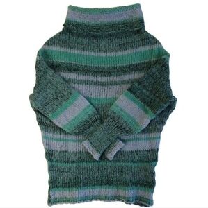 Free People Womens Stripe Waterfall Tunic Teal Sweater Cowl Neck XS